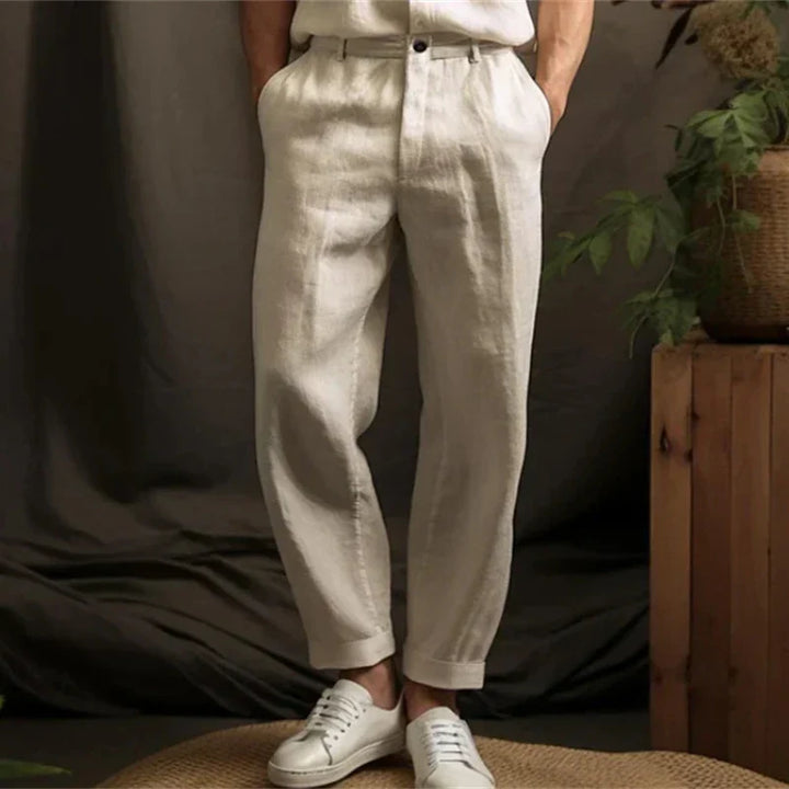 Spring Summer Casual Linen Trousers for Men - Breathable Loose Fit Vintage Straight Pants