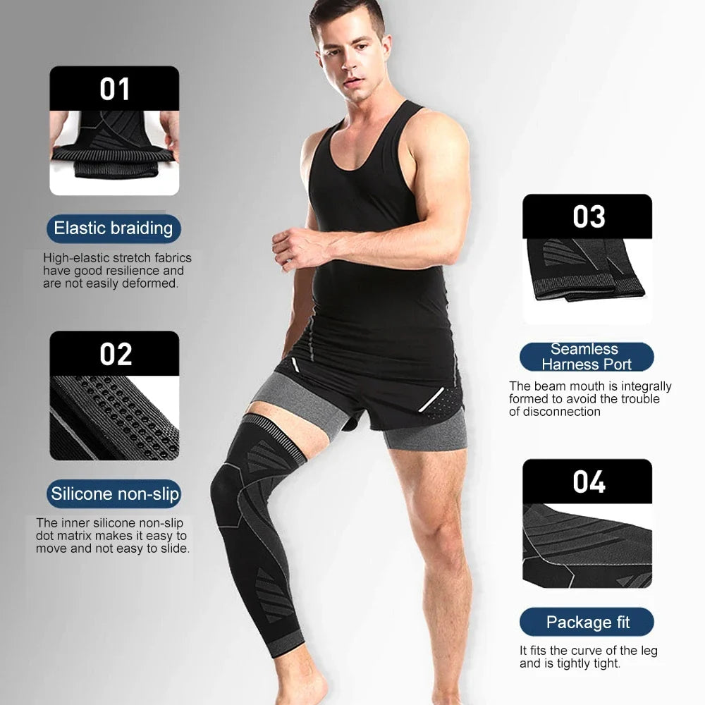 Full Leg Compression Sleeve Long Knee Support for Cycling Hiking Basketball – Pair 2026