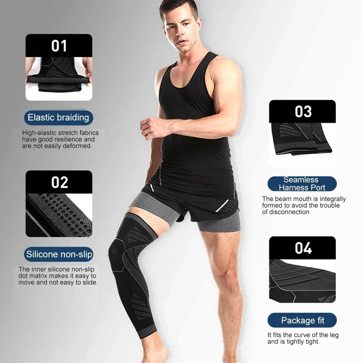 Full Leg Compression Sleeve Long Knee Support for Cycling Hiking Basketball – Pair 2026