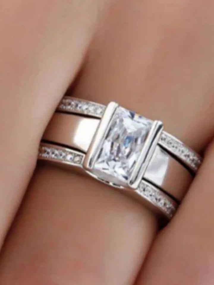 Rings Set Geometric Rhinestone Silver Jewelry For Party Wear Fall 2026 Gift Idea