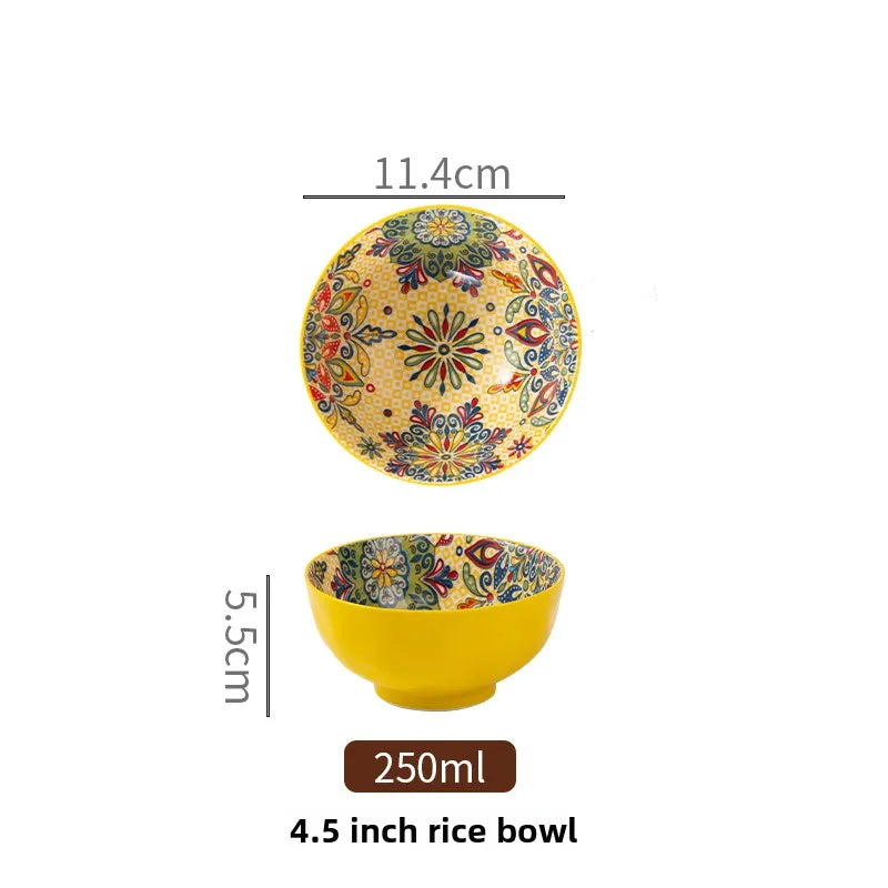 Bohemian Ceramic Rice Bowl Retro Noodle Bowl Kitchen Gift