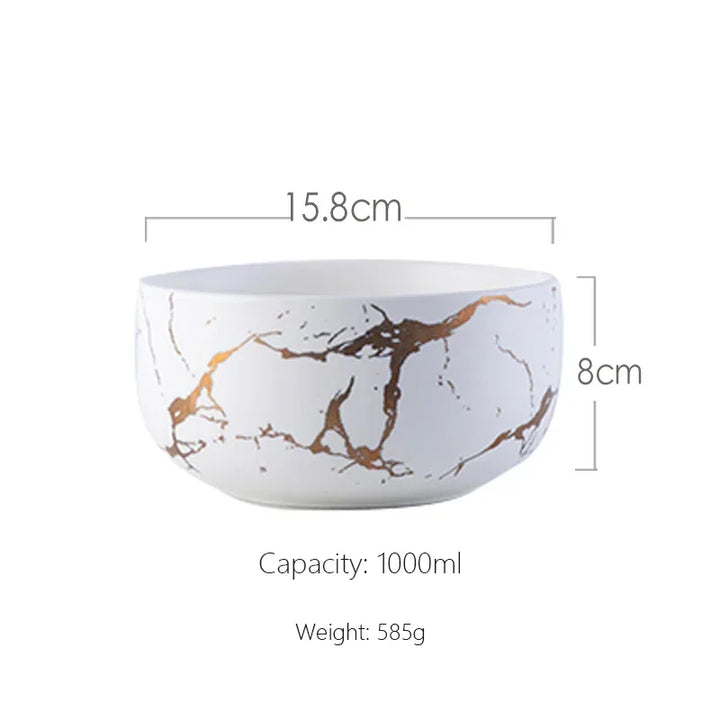 Marble Ceramic Bowl Set Nordic Tableware Minimalist