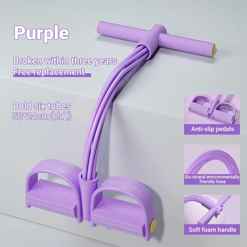 Resistance Band 6 Tube Pedal Puller Fitness Trainer