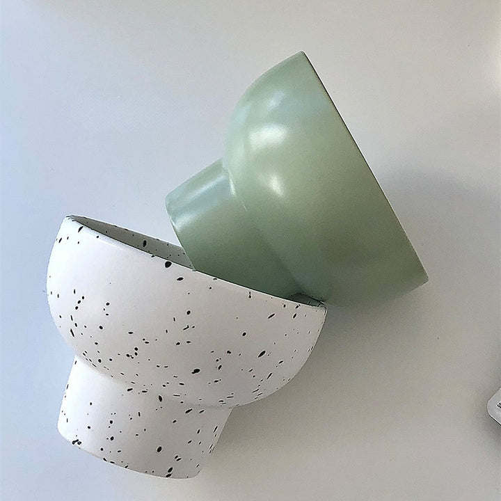 Ceramic Bowl 4 Inch Speckled White Retro Microwave Safe
