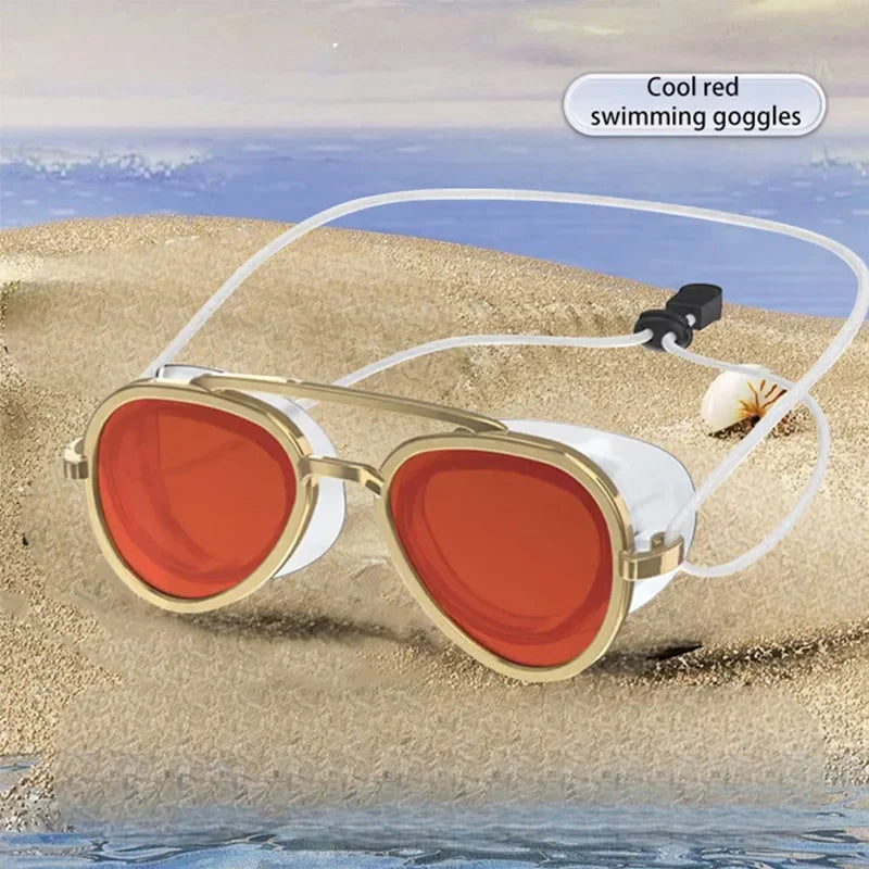 Wide Angle Anti-Fog Swimming Goggles – Full View Retro Frame Unisex Pool Swim Eyewear 2026