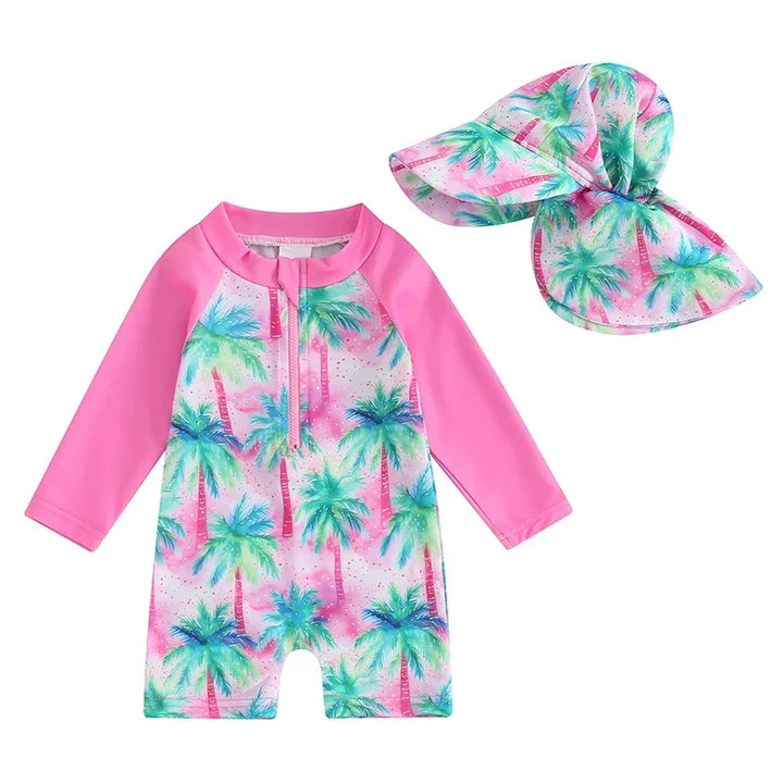 Lightweight Toddler Boys Rash Guard Swimsuit - Long Sleeve, Turtle Print, Polyester, Beachwear