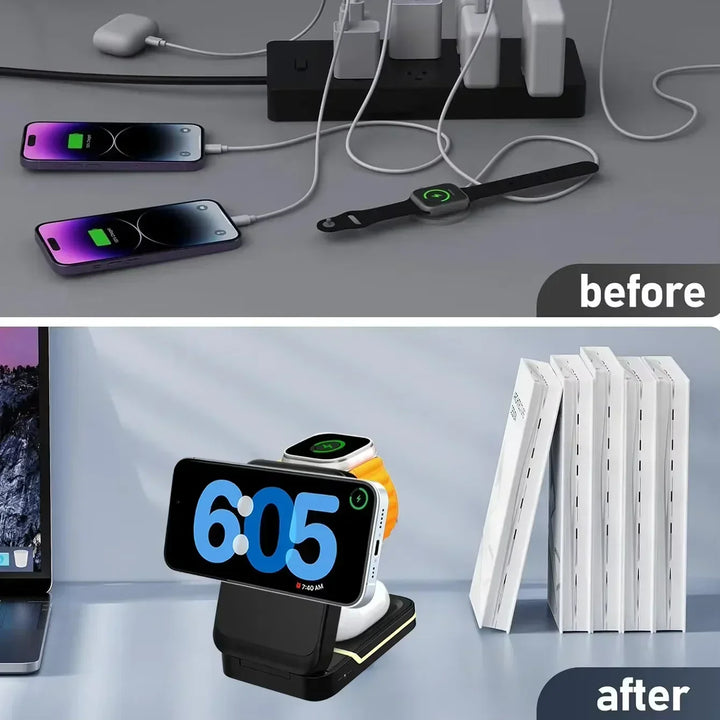 Foldable magnetic wireless charger – iPhone 12-16, Apple Watch, AirPods, USB-C, 15W 2026