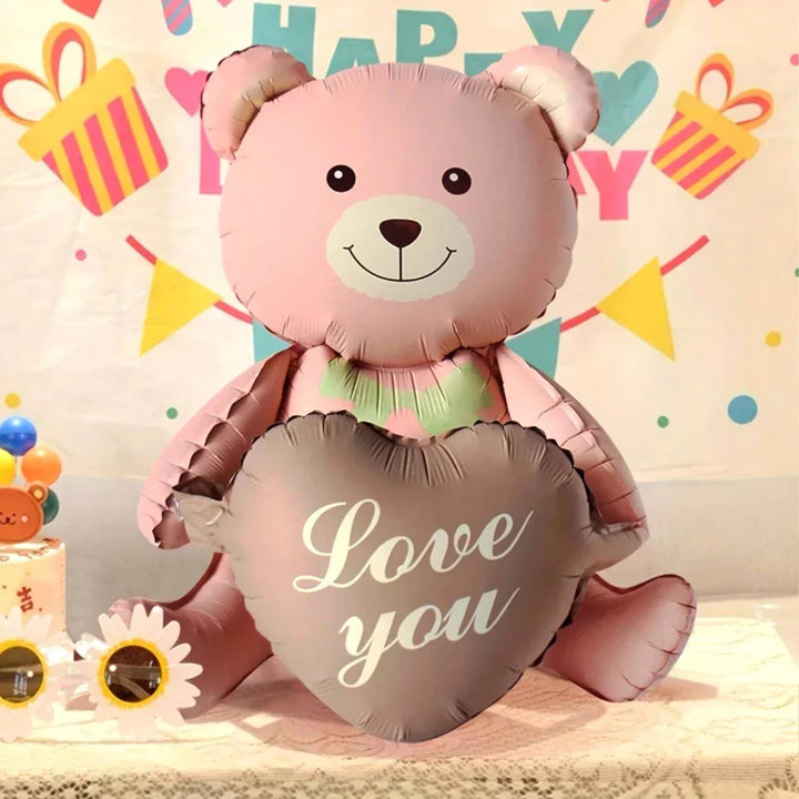 3D Bear Balloon Foil Lying Cartoon Heart Design Birthday Party And Valentine Decor 2026 Gift