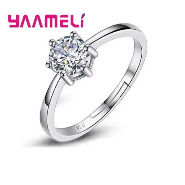 Engagement Ring Sterling Silver Solitaire Ring Austrian Crystal Fall 2026 Timeless Sparkle Gift Idea