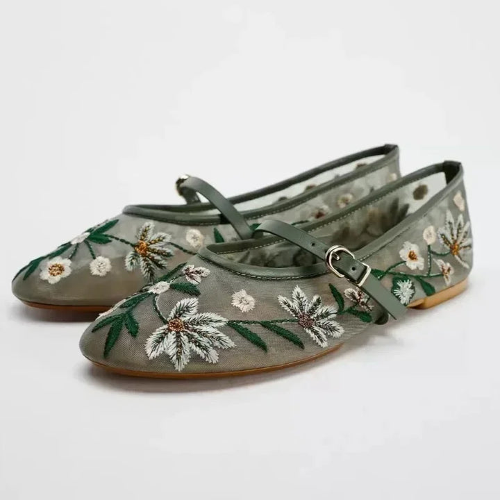 Breathable Womens Ballet Flats - Mary Jane, Mesh, Summer