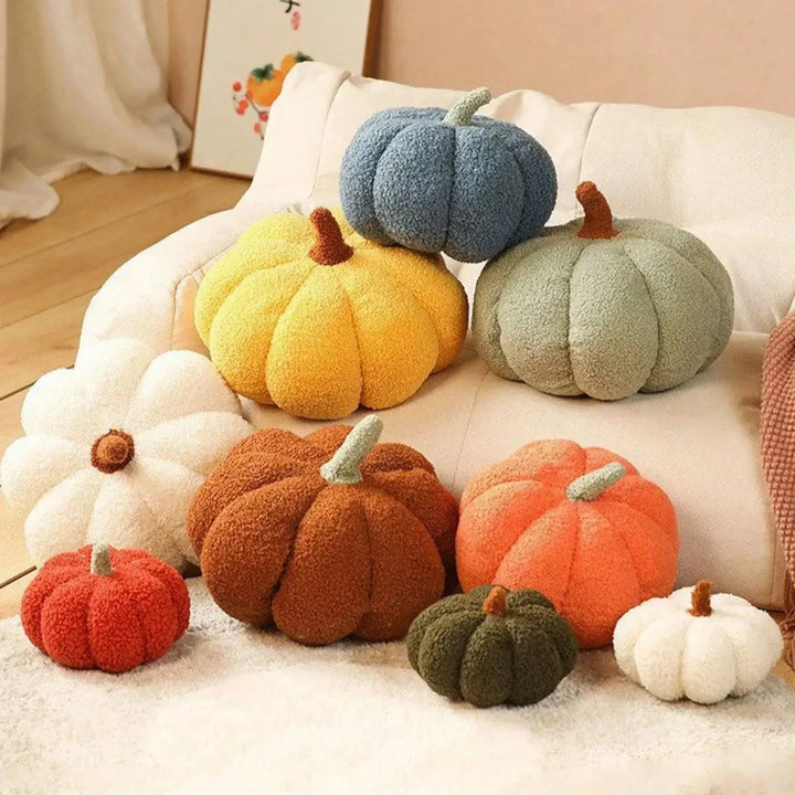 Plush Pumpkin Cushion – Cozy Sherpa &amp; Boucle Throw Pillow for Fall &amp; Halloween Home Decor, Ideal Gift for Kids and Babies
