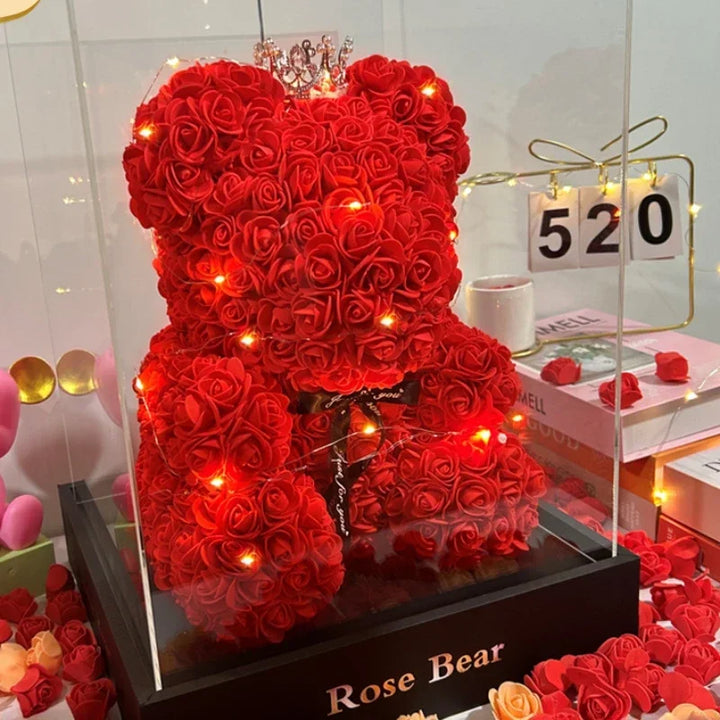 Eternal Rose Bear With LED Lights Gift Decor 2026 Mother Day Valentine Day Trend Gift Ready