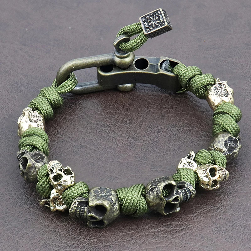Skull Paracord Bracelet Gothic Wristband Halloween 2026 Gift Idea Adjustable Braided Jewelry