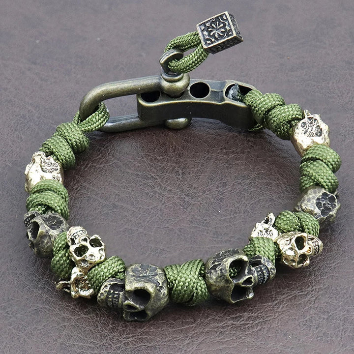 Skull Paracord Bracelet Gothic Wristband Halloween 2026 Gift Idea Adjustable Braided Jewelry