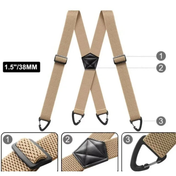 Suspenders Black 3.8cm Wide Y-Back Elastic Work Braces Fall 2026 With Plastic Gripper Clasps