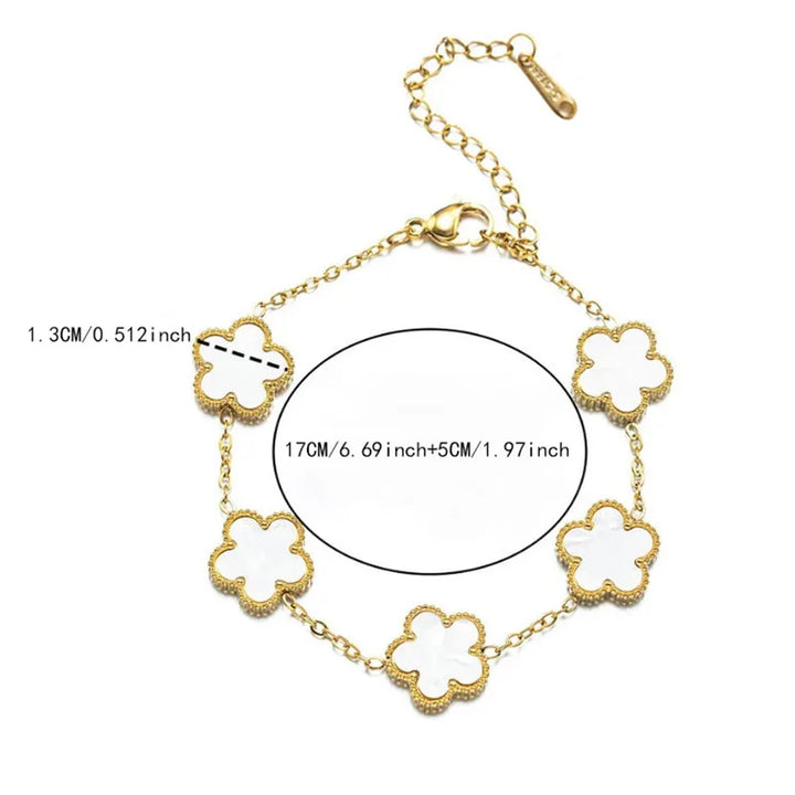 Bracelet Stainless Steel Double Sided Clover Petal Design Gold Plated Five Leaf Charms Gift Idea for Moms Fall 2026