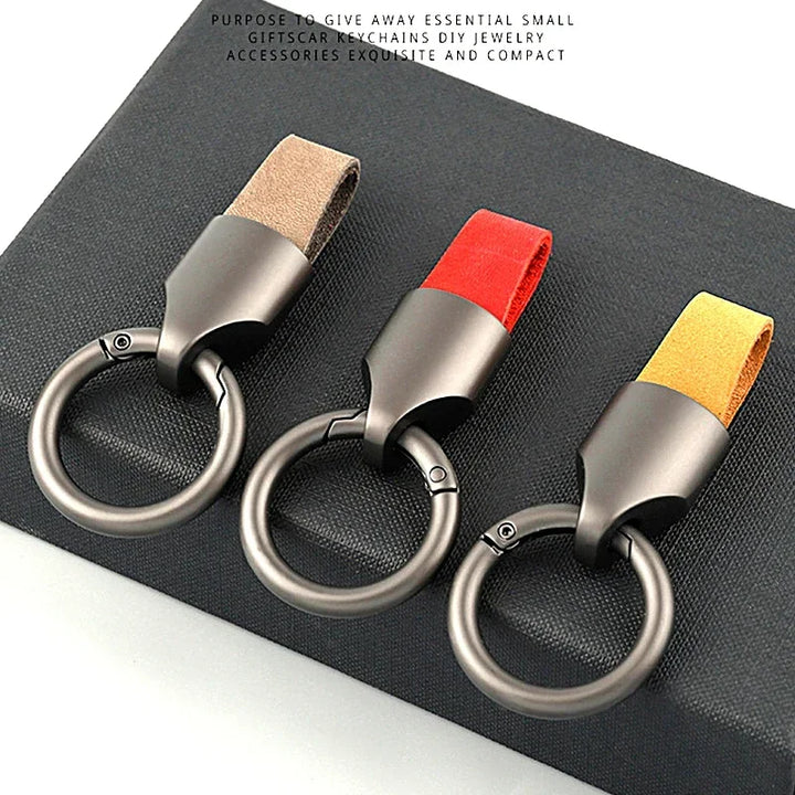 Cowhide Leather Keychain Carabiner Ring Everyday Carry