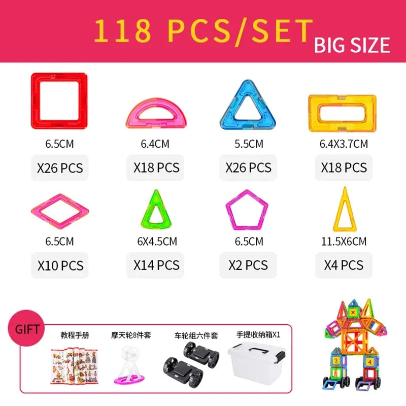 Magnetic Building Blocks Set for Kids, 30-168PCS Educational Magnetic Tiles for Creative Learning and Imaginative Play