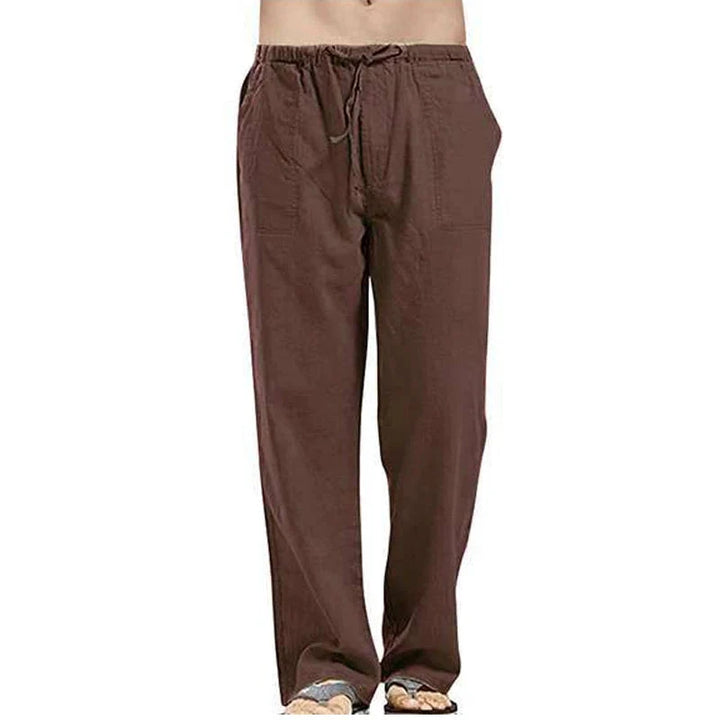 Solid Color Multi-Pocket Linen Men Pants - Casual Breathable Summer Trouser, Large Size