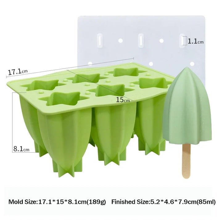 6-Hole Silicone Popsicle Molds for Homemade Ice Cream, Easy Release Ice Pop Maker with Cover and Sticks