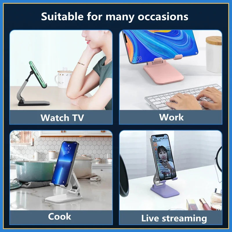 Foldable Aluminum Mobile Phone &amp; Tablet Stand - Ergonomic Desk Holder for iPad, iPhone, Adnroid Accessories