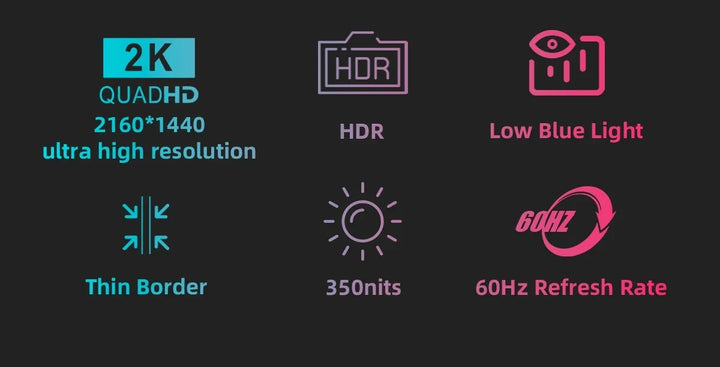 2K 14 Inch Portable Monitor 60Hz HDR Lightweight Travel
