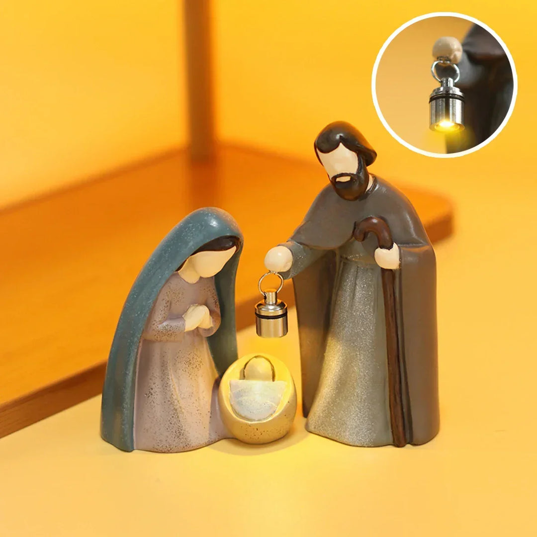 Nativity Scene Ornament Luminous Handheld Lamp Folk Art Christmas Decor 2025 Gift
