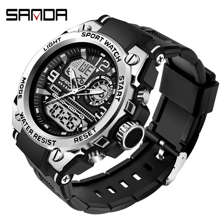 Digital Sports Watch Dual Display LED Military Style Rugged Watch Fall 2026 Water Resistant