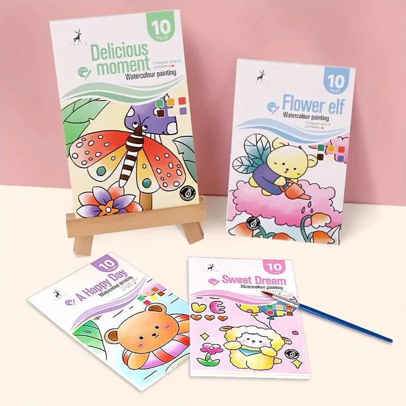 Watercolour Painting Book With Pen Self Contained Water colours Art Kit For Kids Back To School 2025 Gift