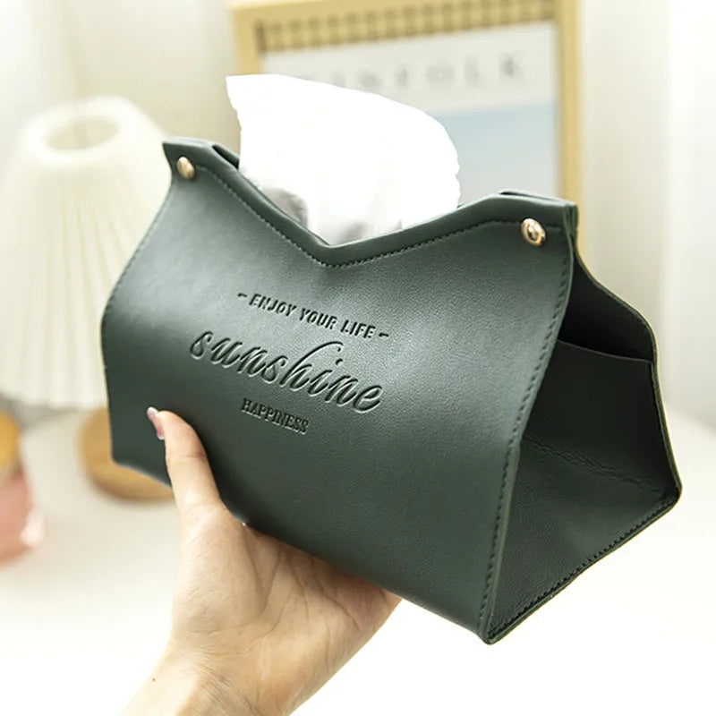 Leather Tissue Box - Nordic Car &amp; Home Decor, Large Storage Napkin Holder