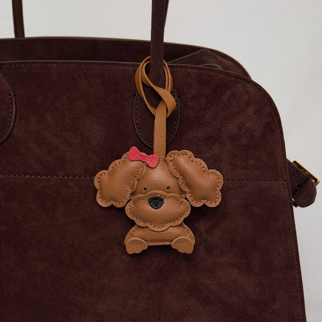 Leather Bag Charm No Face Keychain Black Cozy Cute Gift