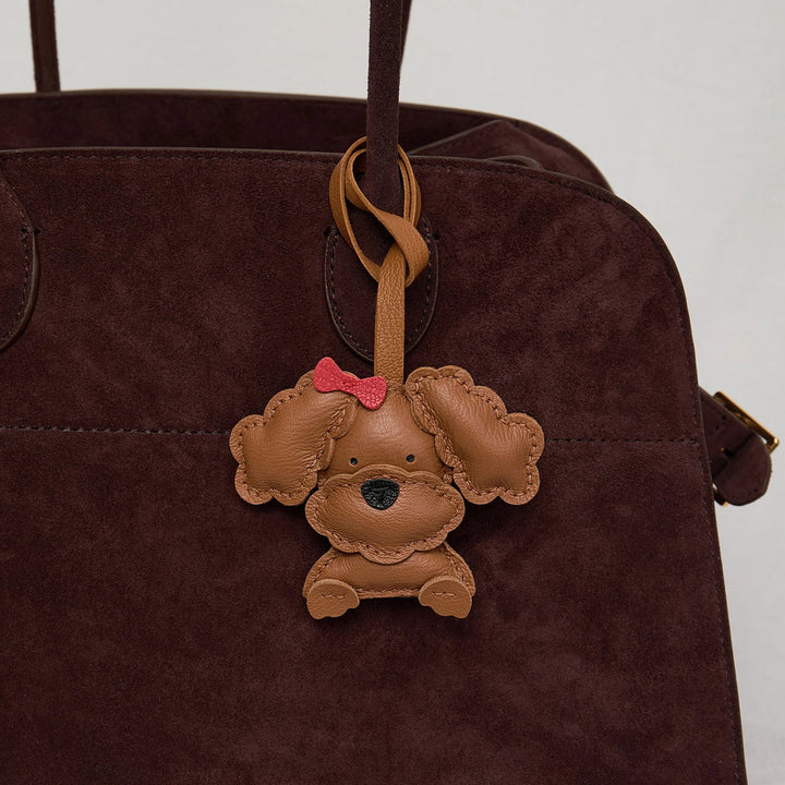 Leather Bag Charm No Face Keychain Black Cozy Cute Gift