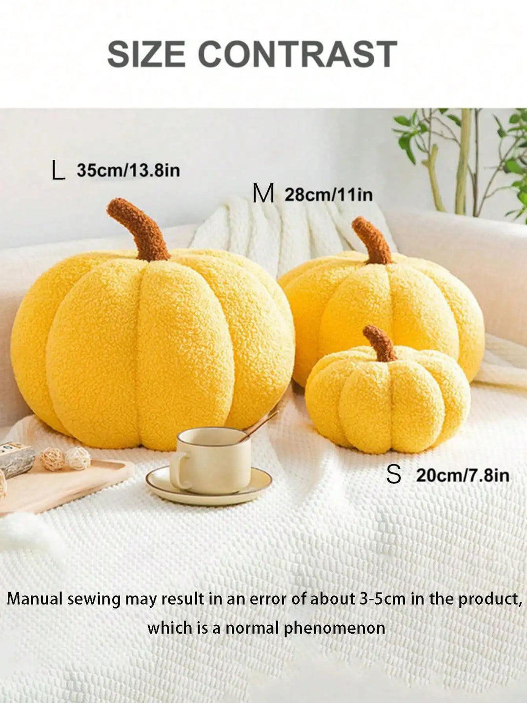 Plush Pumpkin Cushion – Cozy Sherpa &amp; Boucle Throw Pillow for Fall &amp; Halloween Home Decor, Ideal Gift for Kids and Babies
