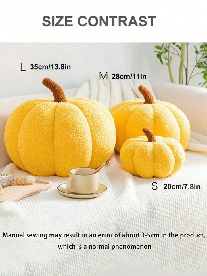 Plush Pumpkin Cushion – Cozy Sherpa &amp; Boucle Throw Pillow for Fall &amp; Halloween Home Decor, Ideal Gift for Kids and Babies