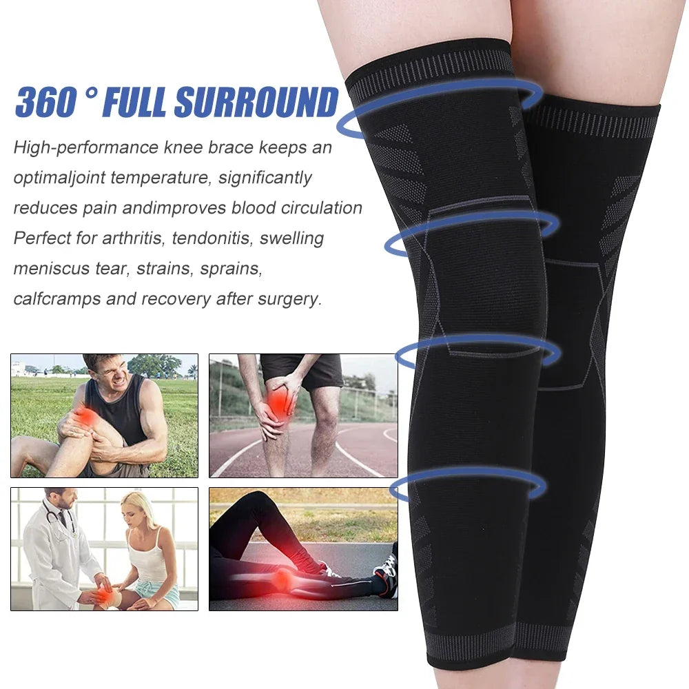 Full Leg Compression Sleeve Long Knee Support for Cycling Hiking Basketball – Pair 2026