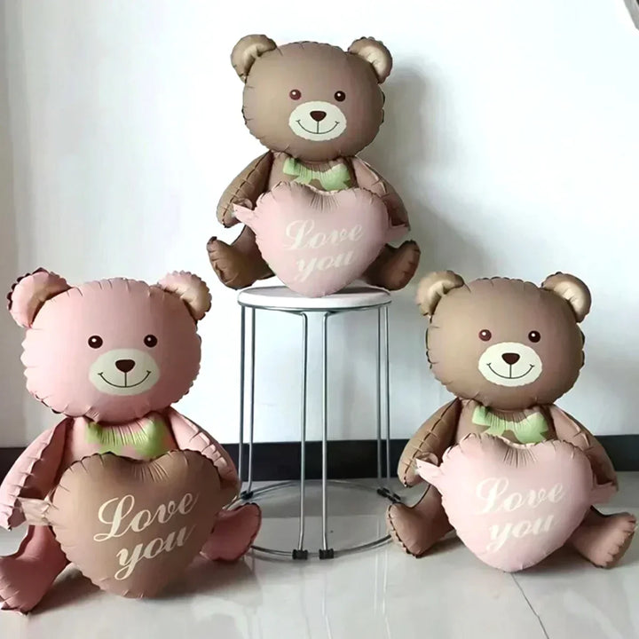 3D Bear Balloon Foil Lying Cartoon Heart Design Birthday Party And Valentine Decor 2026 Gift