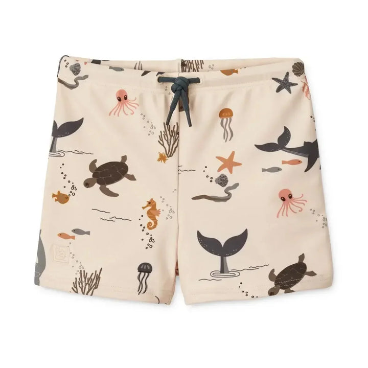 Quick-dry Kids’ Swimwear Set – Rash Guard &amp; Hat, Nylon, Cartoon Seagull Star Print, Beach Holidays