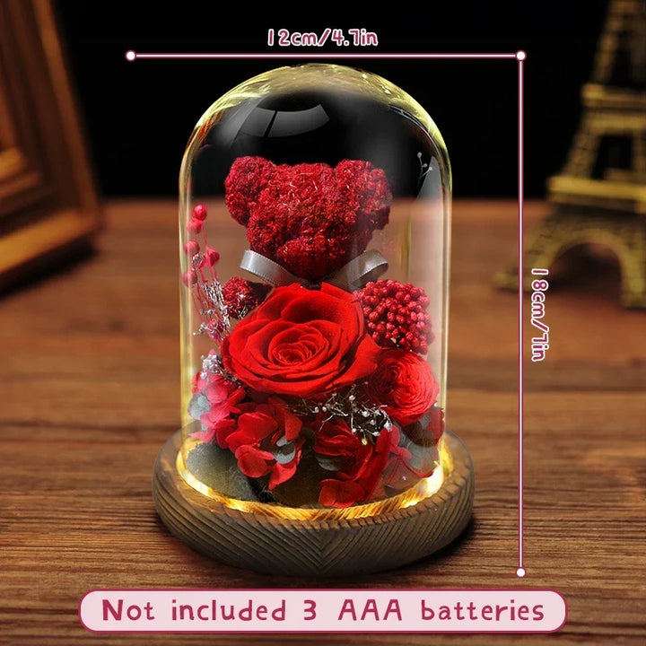 Eternal Preserved Rose Gift Box with Teddy Bear – A Thoughtful Valentine&