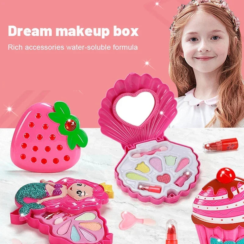 Princess Makeup Toy Set for Kids - Pretend Play Cosmetics with Lipstick &amp; Eyeshadow for Parties