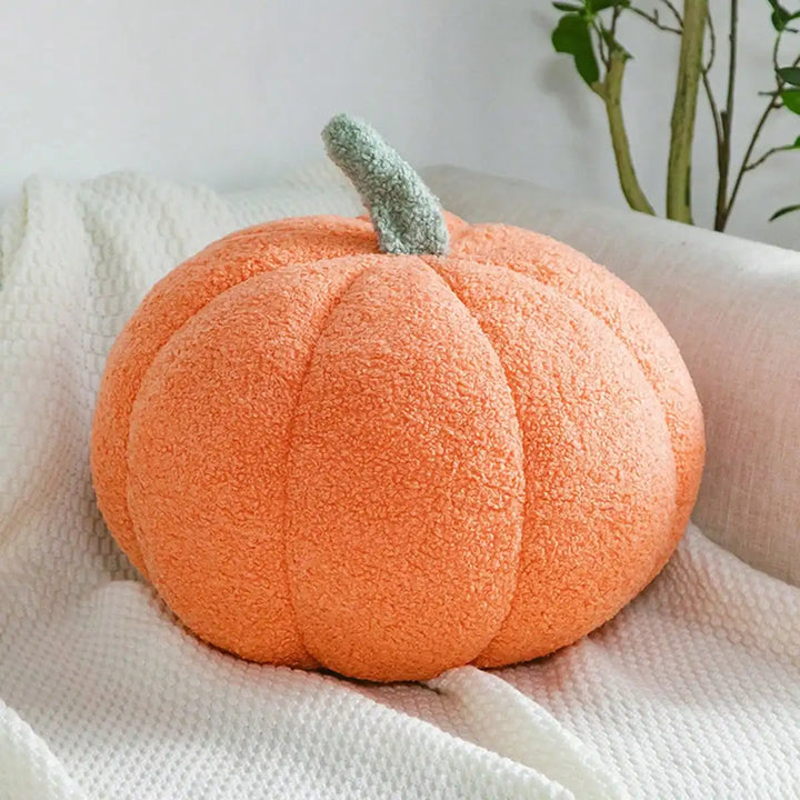 Plush Pumpkin Cushion – Cozy Sherpa &amp; Boucle Throw Pillow for Fall &amp; Halloween Home Decor, Ideal Gift for Kids and Babies