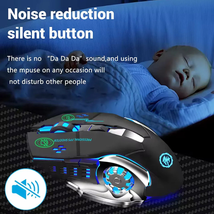 Wireless Rechargeable Gaming Mouse Bluetooth Silent Backlit