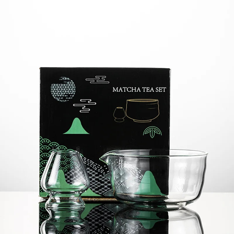 Matcha Mixing Bowl Glass Pouring Spout Japanese Tea