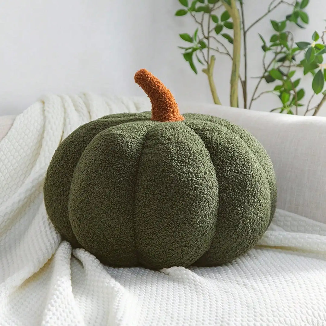 Plush Pumpkin Cushion – Cozy Sherpa &amp; Boucle Throw Pillow for Fall &amp; Halloween Home Decor, Ideal Gift for Kids and Babies