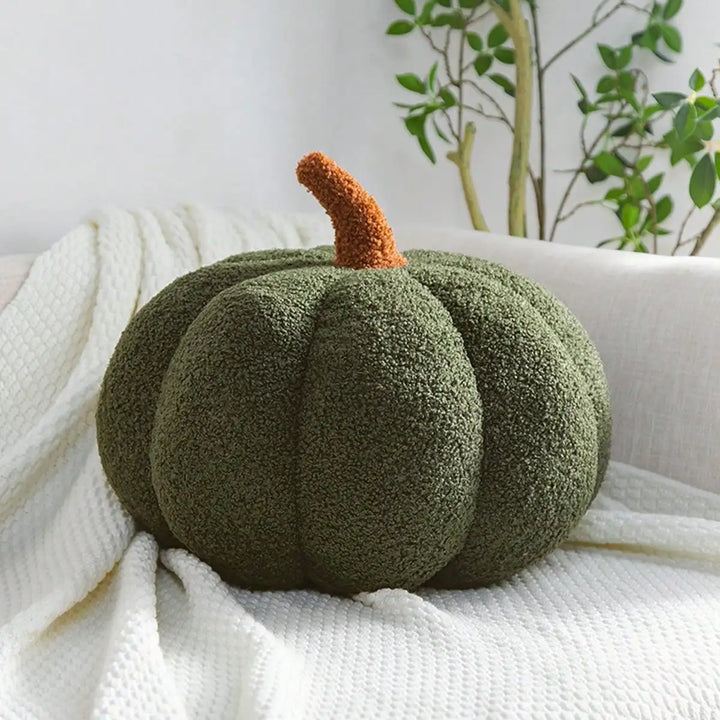 Plush Pumpkin Cushion – Cozy Sherpa &amp; Boucle Throw Pillow for Fall &amp; Halloween Home Decor, Ideal Gift for Kids and Babies
