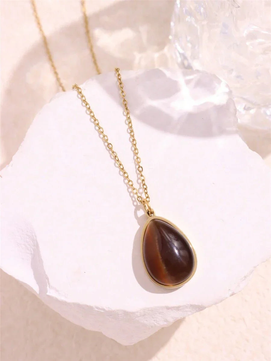 Layered Gold Tone Necklace Set With Resin Stone Pendants Boho Statement Jewelry Gift Idea Fall 2026