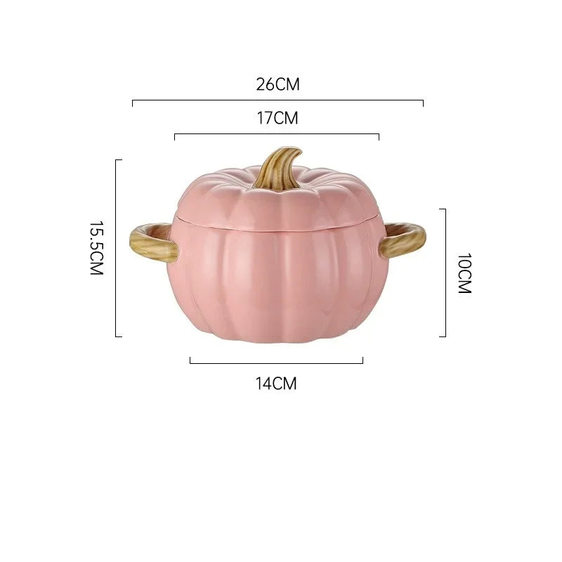 Ceramic Soup Pot Pumpkin Lid Porcelain Large Fall 2025