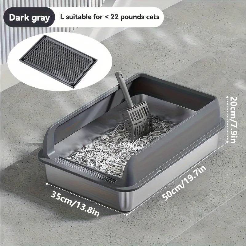 KEMORELA Extra Large Stainless Steel Cat Litter Box – Semi-Enclosed Leak-Proof High-Sided with Mat 2026