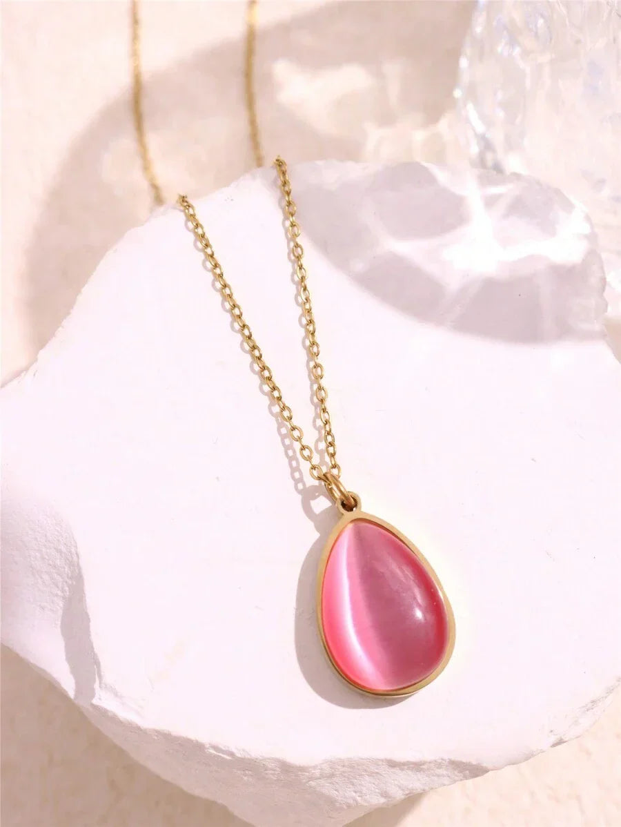 Layered Gold Tone Necklace Set With Resin Stone Pendants Boho Statement Jewelry Gift Idea Fall 2026