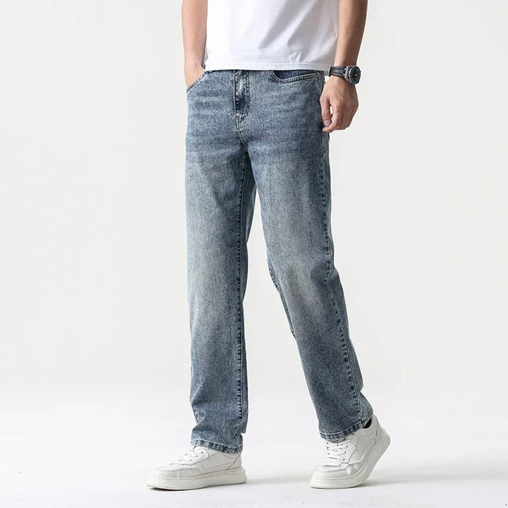 Oversized Men’s Wide Leg Jeans - Straight Lyocell, Casual