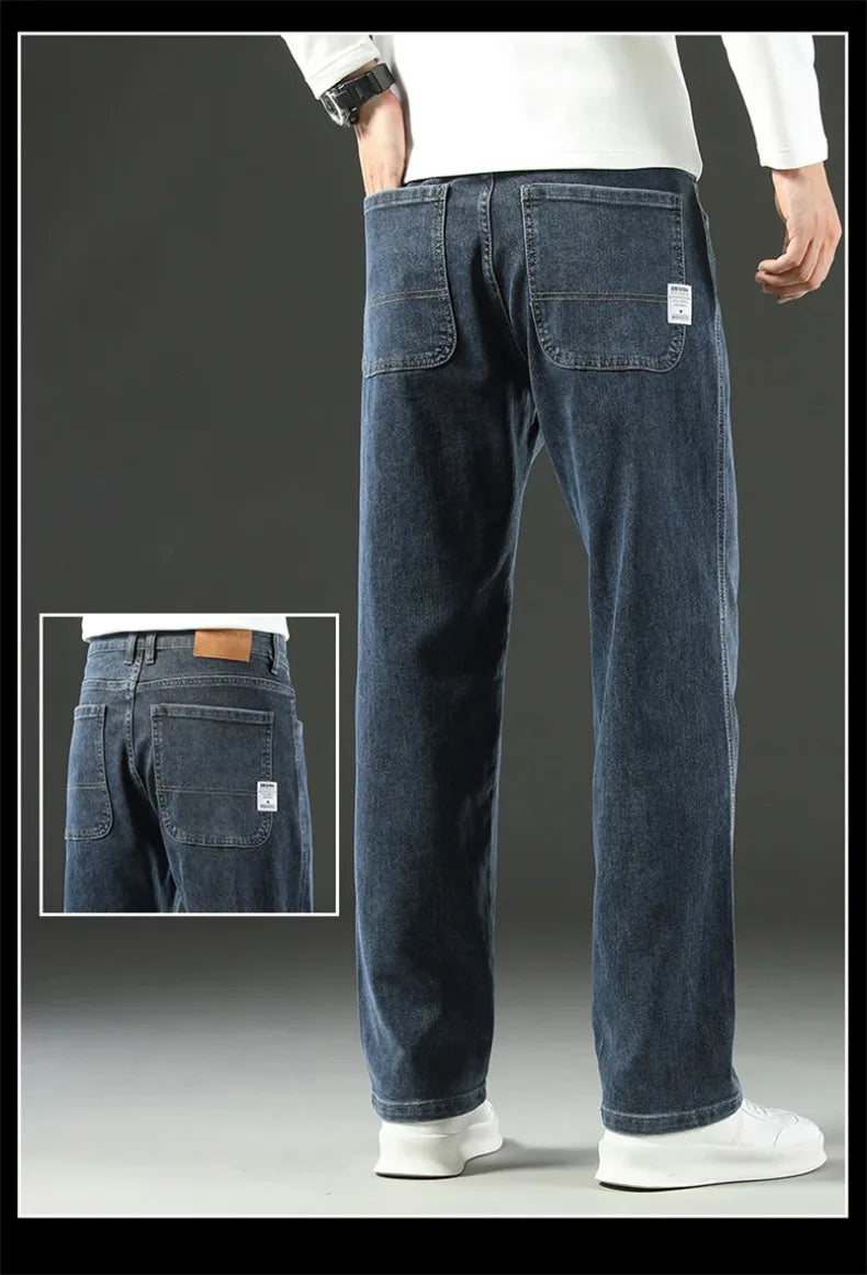 Stretchy Men’s Jeans - Wide Leg, Cotton, Business Casual